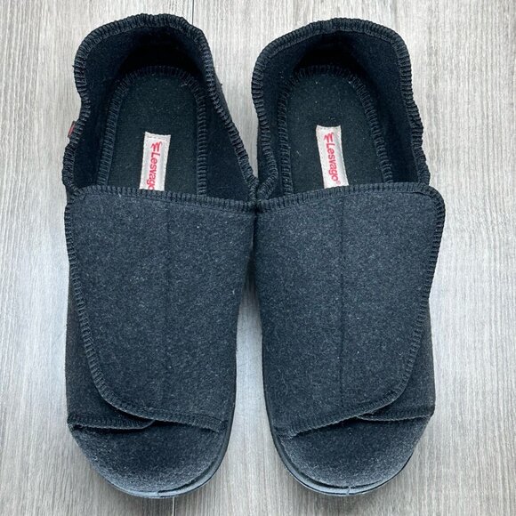 Lesvago Shoes Mens Size 10 Diabetic Slipper Adjustable Slip On Comfort Black - Picture 6 of 12